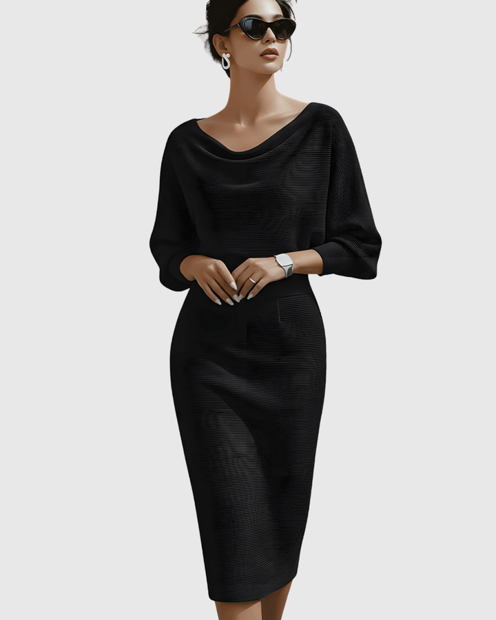 Daniela | Draped Batwing Midi Dress