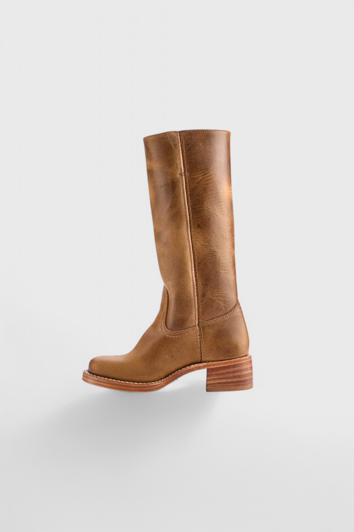 Antonetta | Knee-High Leather Boots with Block Heel