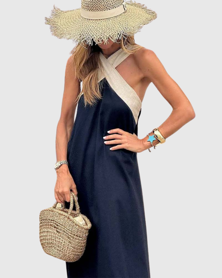 Esperanza | Crossover Halter Neck Maxi Dress
