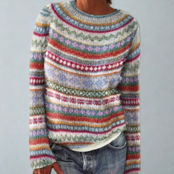 Gia | Fair Isle Sweater with Geometric Knit Pattern