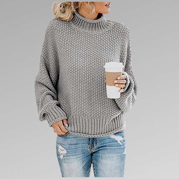 Remedios | Chunky Knit Turtleneck Sweater with Batwing Sleeves