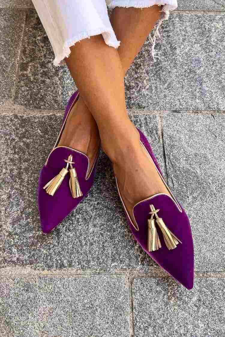 Chimene | Pointed-Toe Tassel Loafers with Metallic Detail