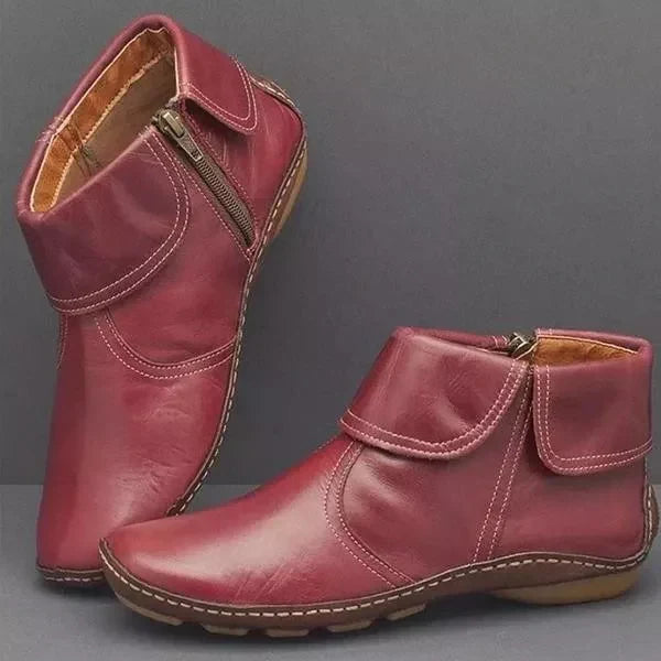 Amaris | Vintage Leather Ankle Boots with Side Zip