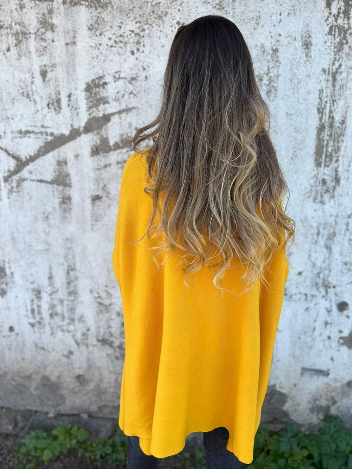 Fabia | Oversized V-Neck Knit Tunic Sweater