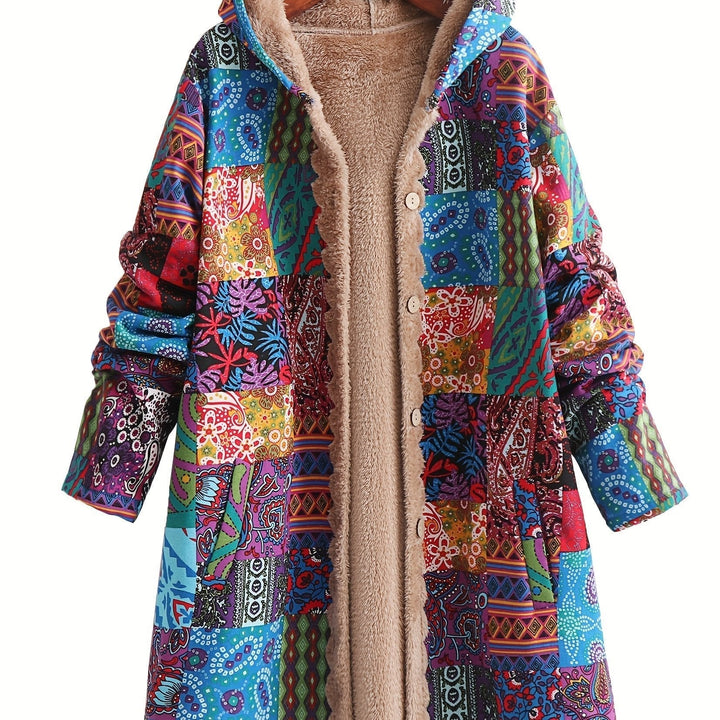 Estella | Patchwork Hooded Fleece Winter Coat