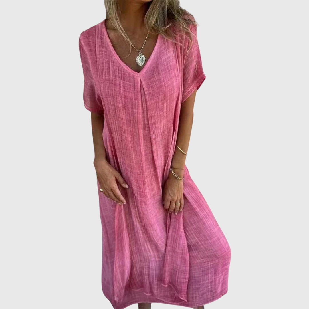 Fiona | Lightweight V-Neck Midi Dress