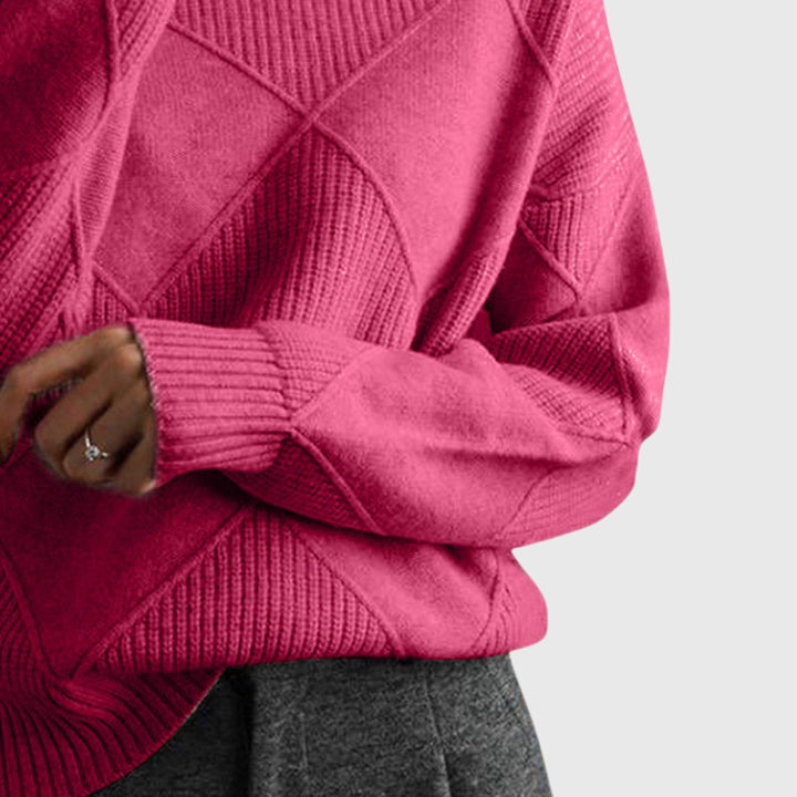 Neve | Geometric Knit Turtleneck Sweater with Long Sleeves