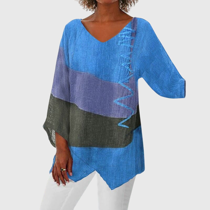 Rory | Colorblock Tunic Top with V-Neck
