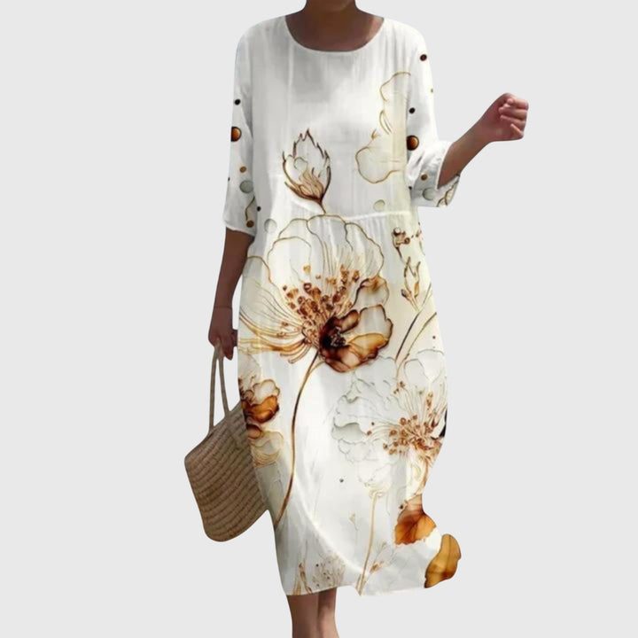 Bellarosa | Floral Midi Dress with 3/4 Sleeves