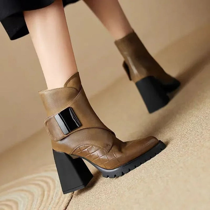 Ulrike | Block Heel Ankle Boots with Buckle