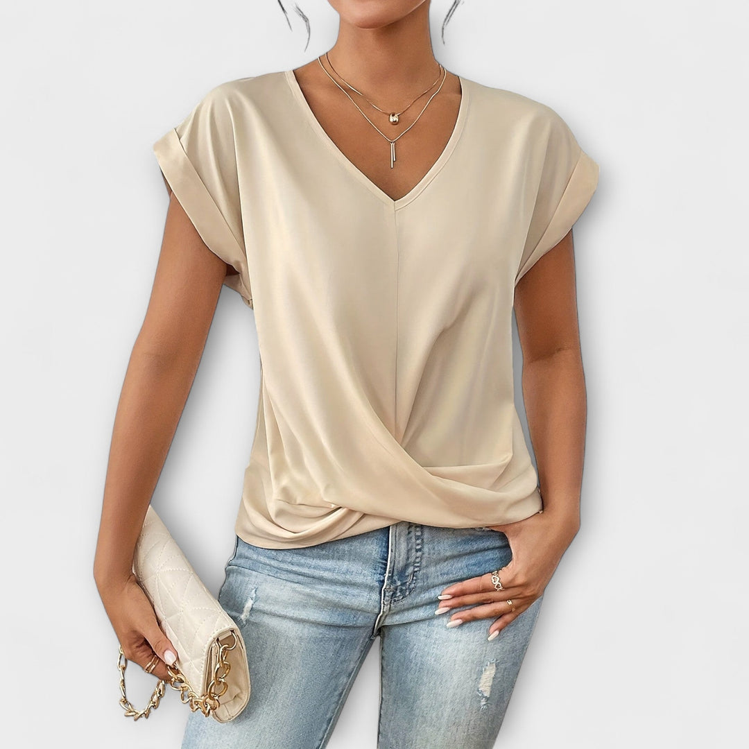 Aziza | V-Neck Top with Cap Sleeves