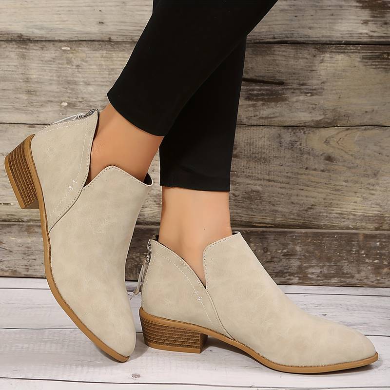 Milena | Pointed Toe Ankle Boots with Low Heel
