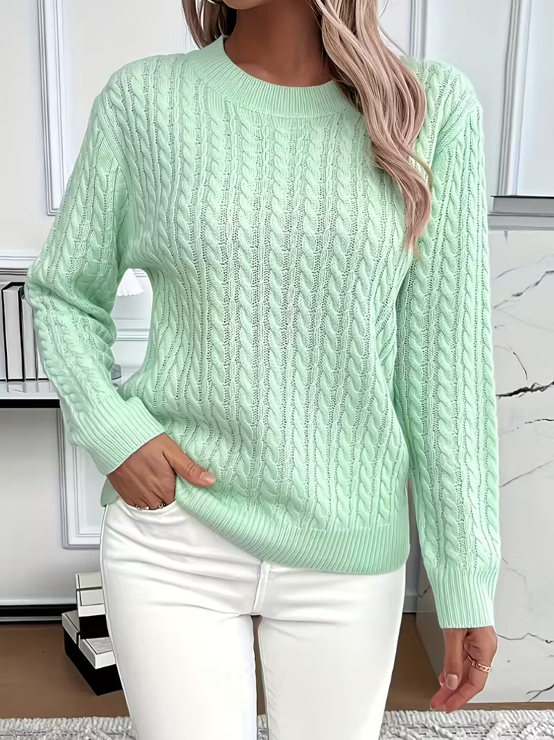 Eulalia | Cable Knit Sweater with Crew Neck