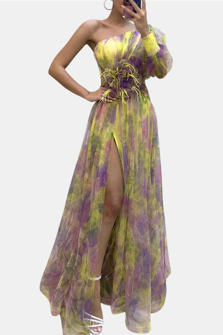 Thalassa | Floral One-Shoulder Maxi Dress with Slit
