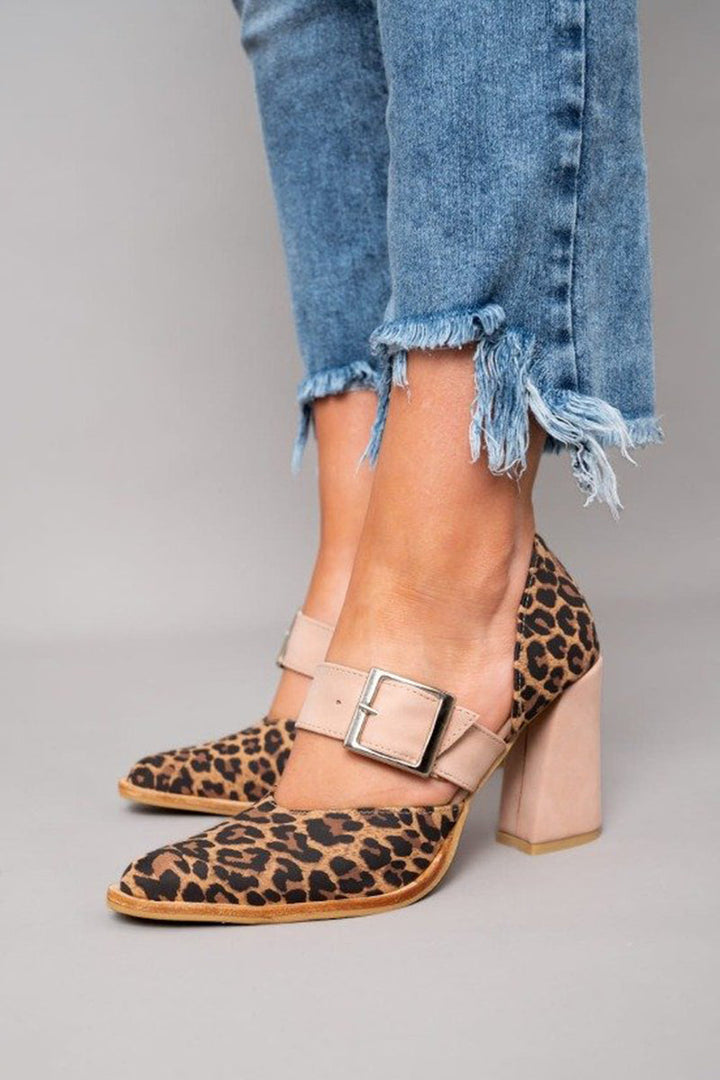 Petula | Leopard Print Block Heel Mules