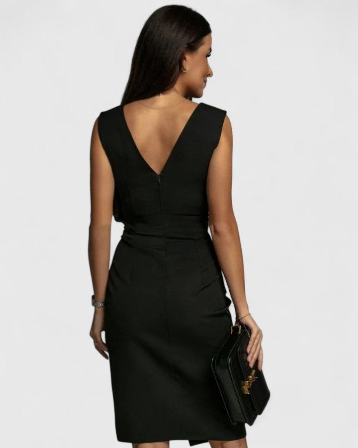 Elfriede | Fitted V-Neck Slit Dress