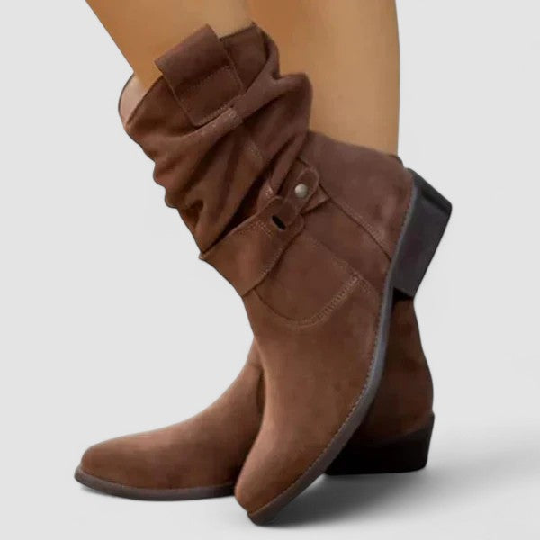 Flo | Slouchy Mid-Calf Boots with Side Zip