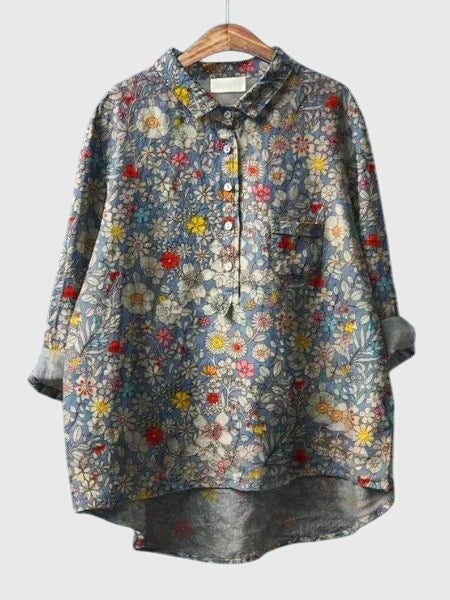 Winona | Floral Print Collared Button-Up Blouse