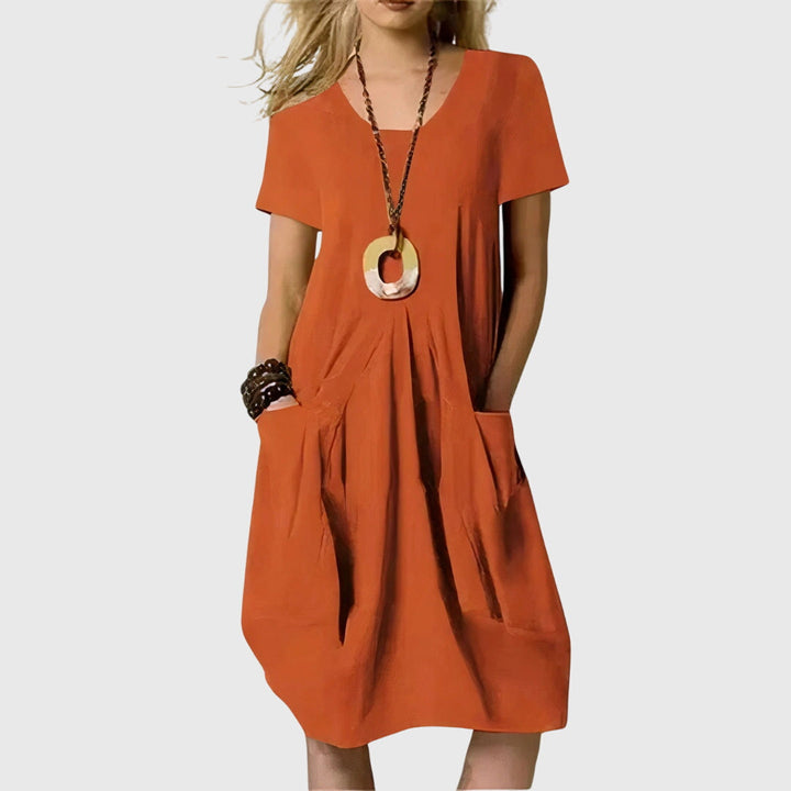 Annalinda | Linen Dress with Pockets Short Sleeves