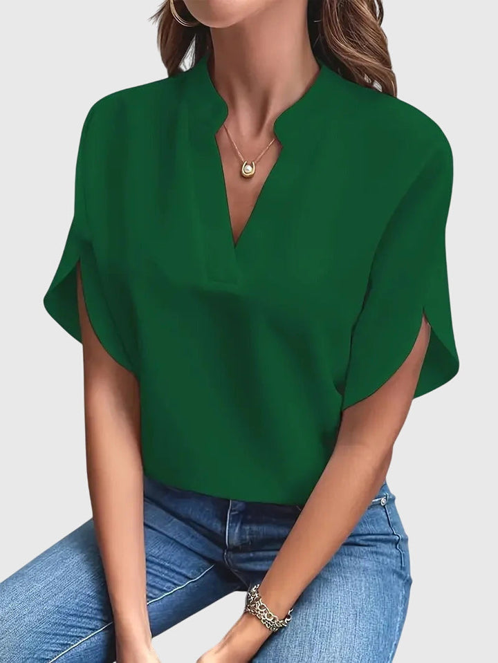 Jean | V-Neck Casual Blouse with Short Sleeves