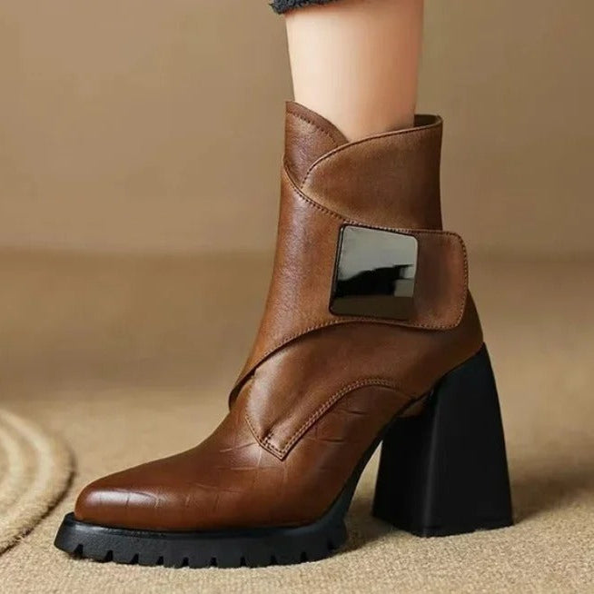 Ulrike | Block Heel Ankle Boots with Buckle