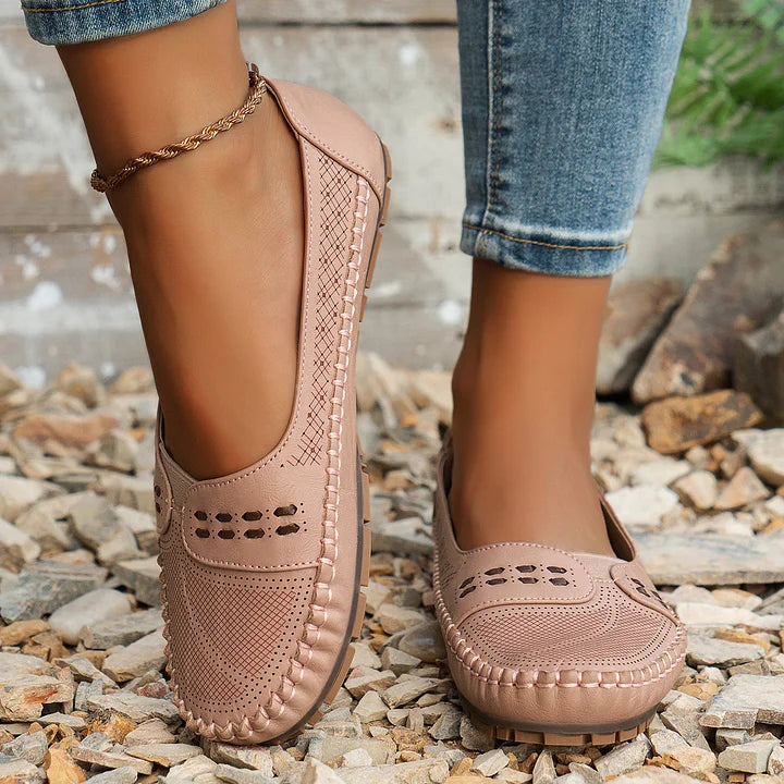 Mora | Perforated Slip-On Round Toe Flats