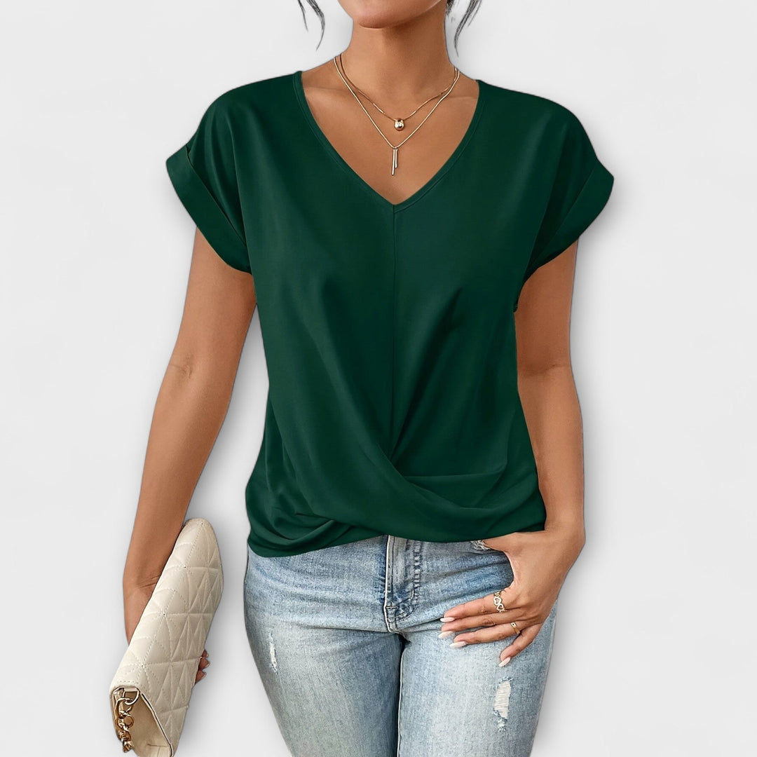 Aziza | V-Neck Top with Cap Sleeves