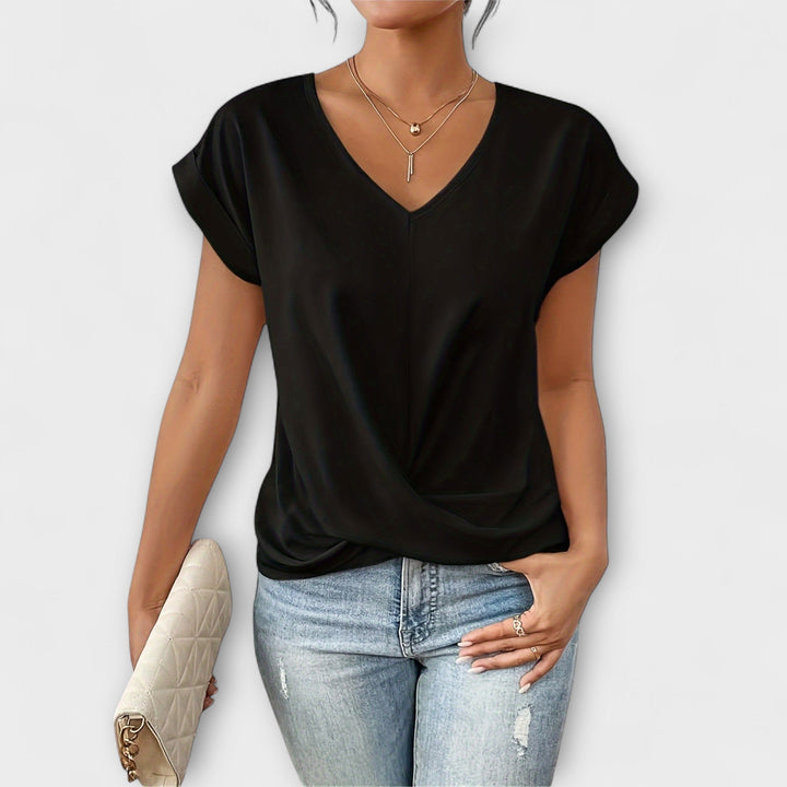 Aziza | V-Neck Top with Cap Sleeves