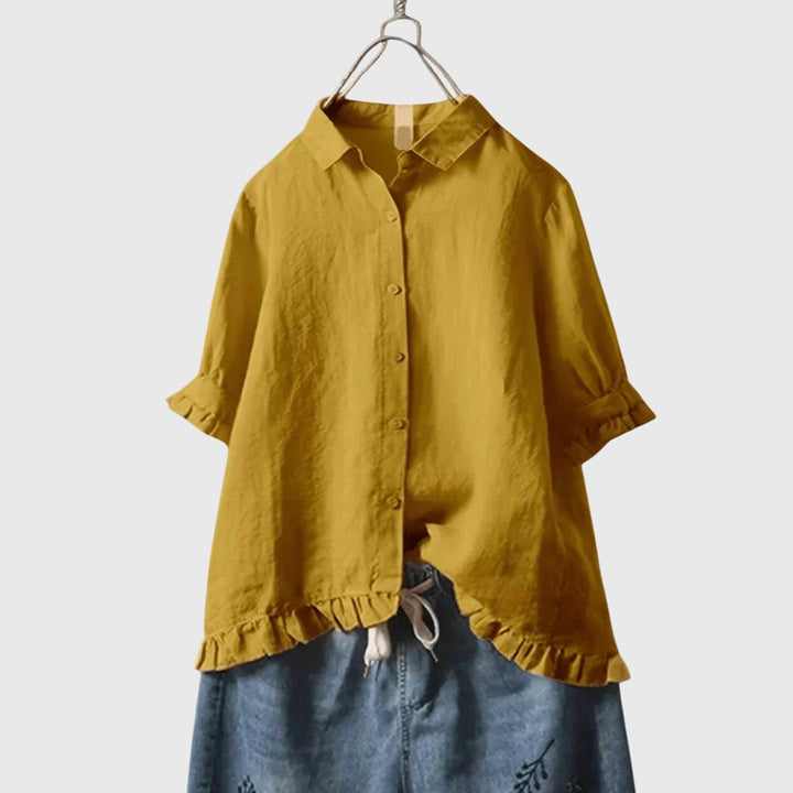 Floriana | Ruffled Hem Button Up Shirt