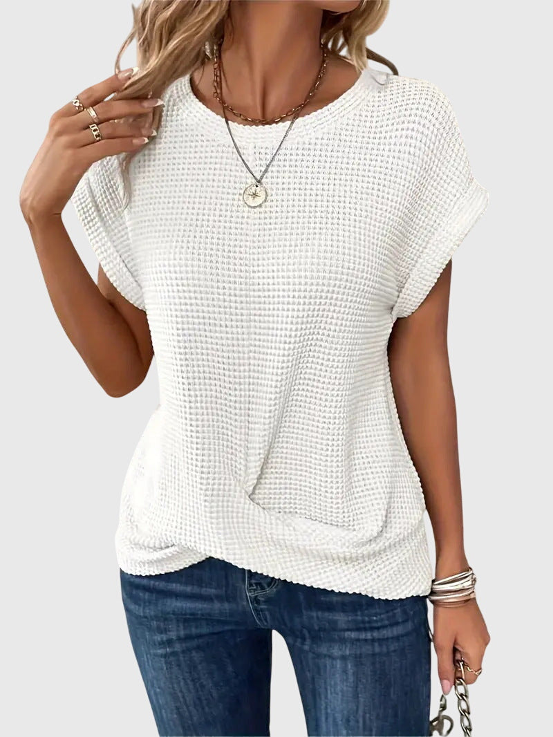 Margo | Waffle Knit Top with Short Sleeves