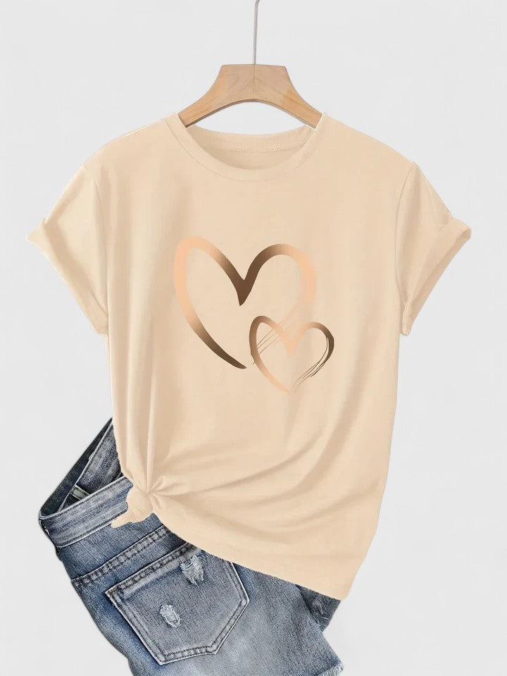 Onella | Heart Print Graphic Tee Short Sleeve