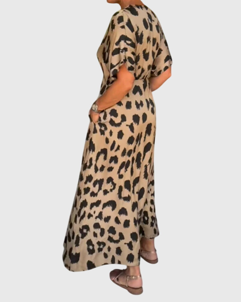 Bridie | Leopard Print Maxi Dress with Pockets