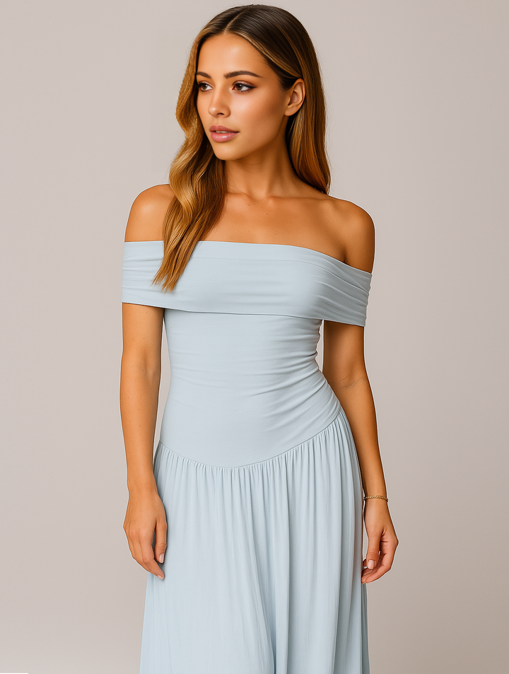 Joy | Off Shoulder Pleated Maxi Dress