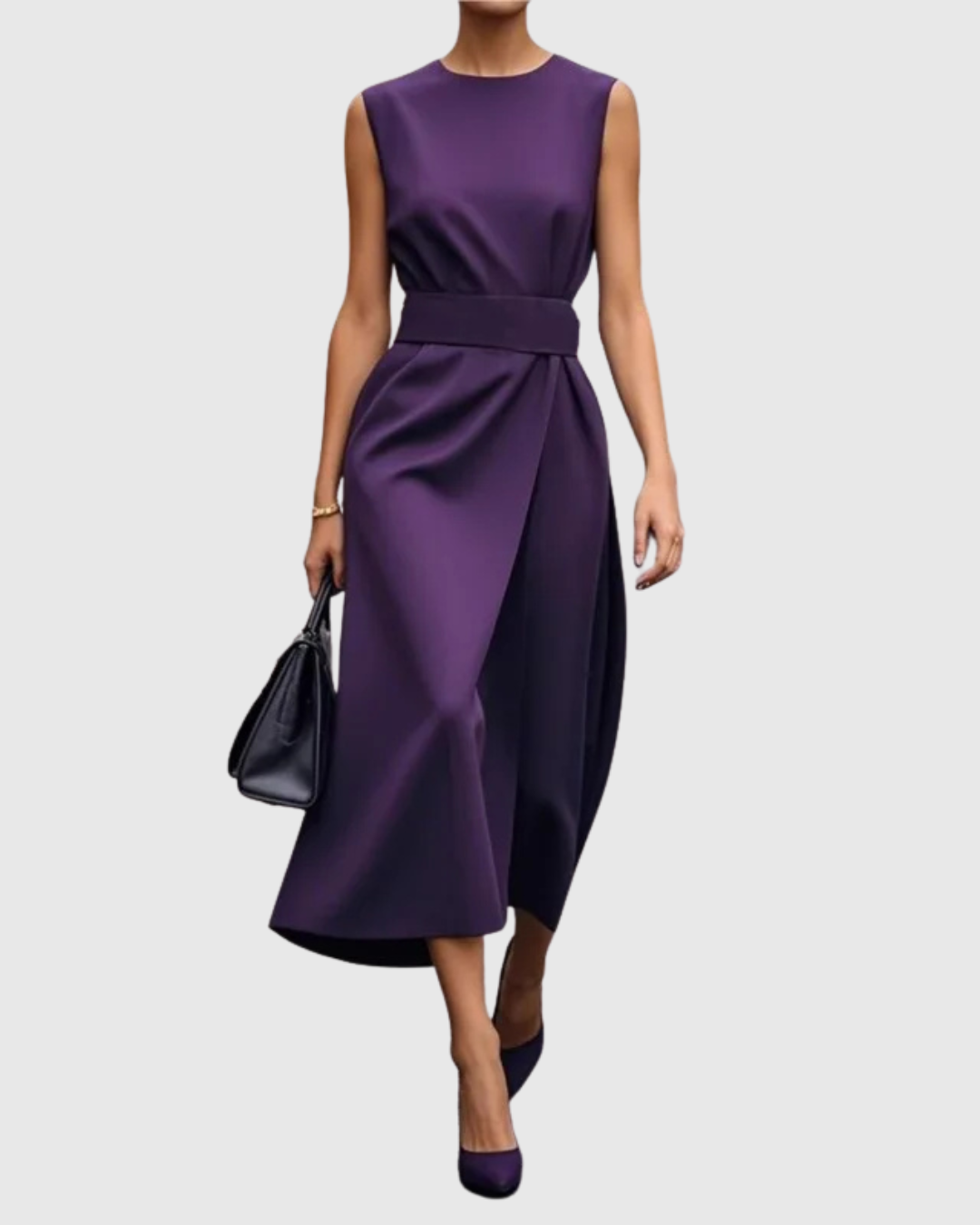 Maelys | Sleeveless Midi Dress with Belted Waist