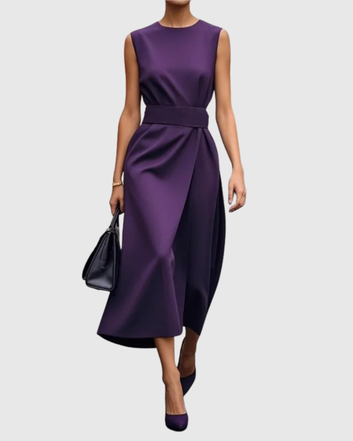 Maelys | Sleeveless Midi Dress with Belted Waist