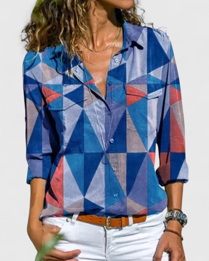 Lilia | Striped Button Up Shirt with Pockets