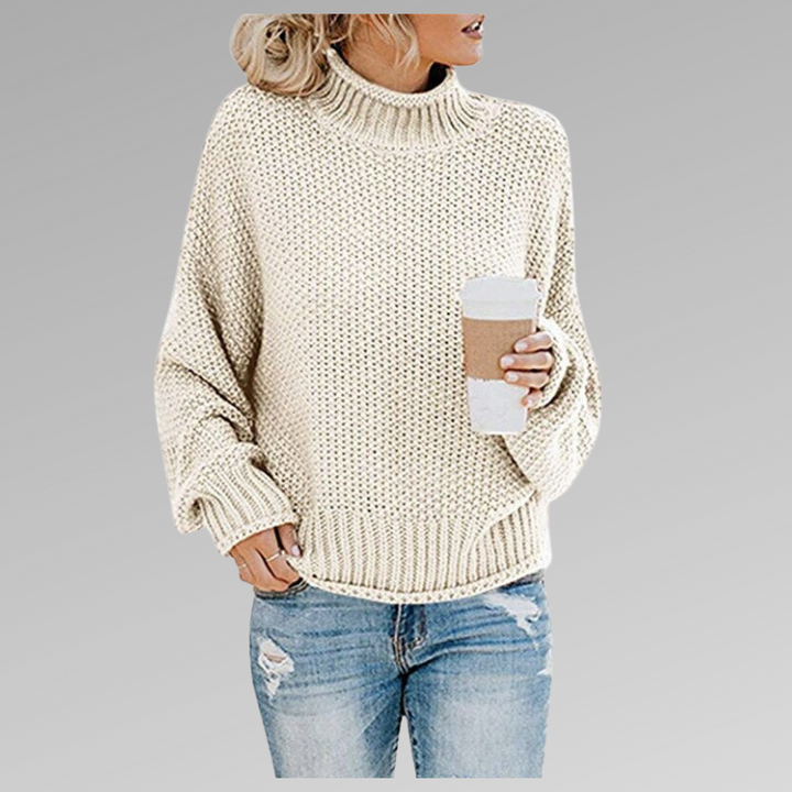 Remedios | Chunky Knit Turtleneck Sweater with Batwing Sleeves