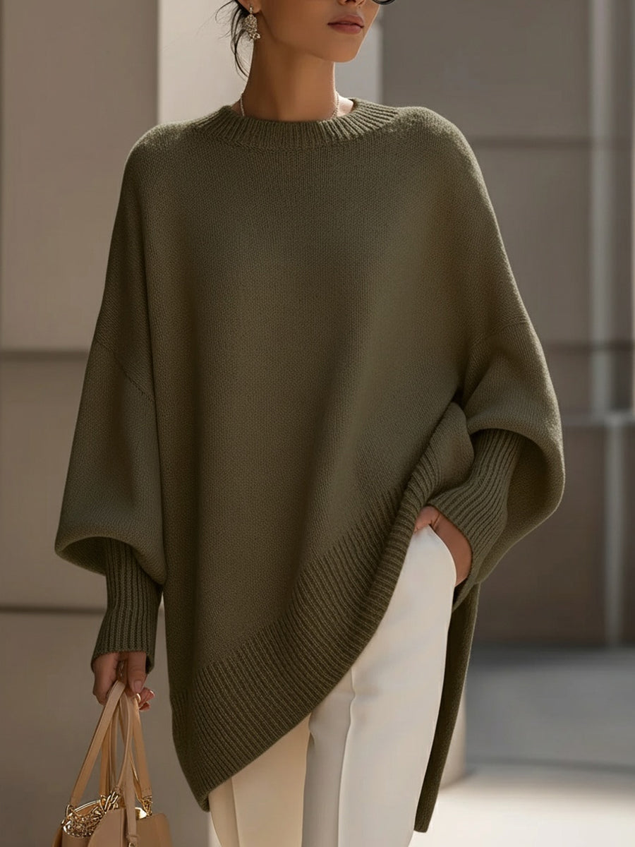 Amina | Oversized Poncho Sweater with Batwing Sleeves