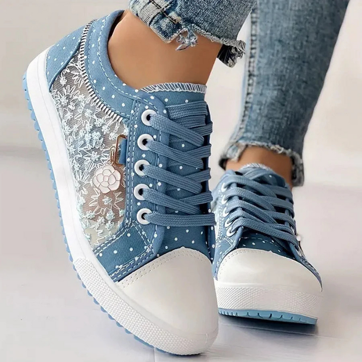 Spencer | Floral Mesh Lace-Up Sneakers