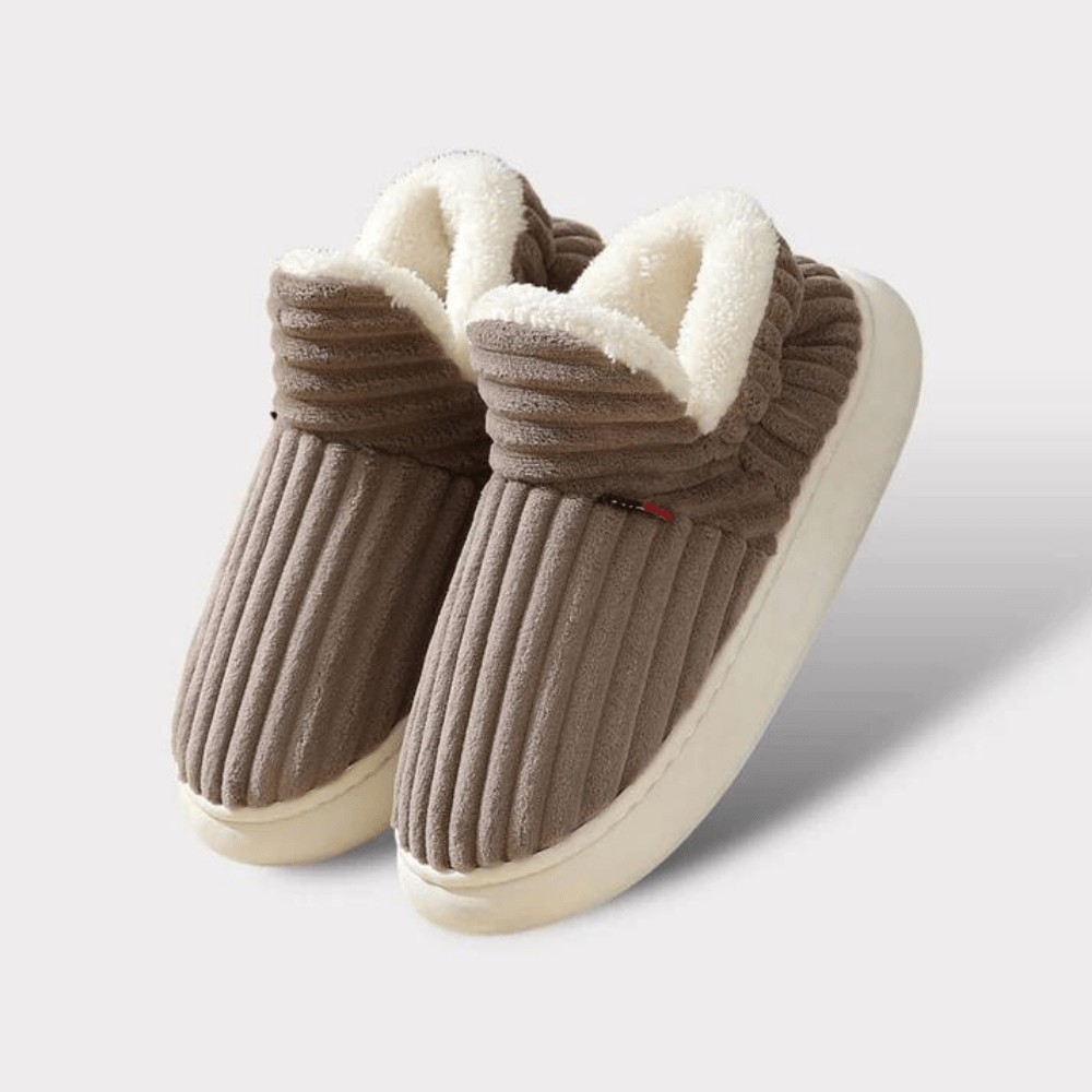 Amberly | Corduroy Faux Fur Slippers with Plush Lining