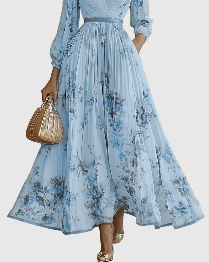 Niamh | Pleated V-Neck Maxi Dress