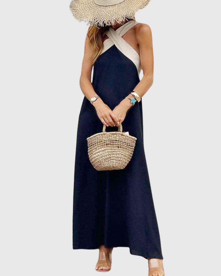 Esperanza | Crossover Halter Neck Maxi Dress