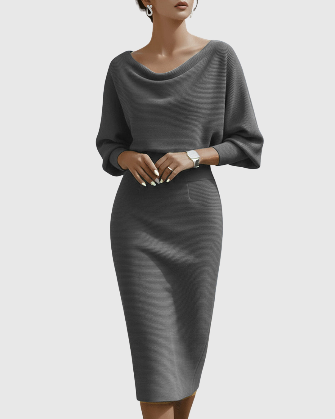 Daniela | Draped Batwing Midi Dress