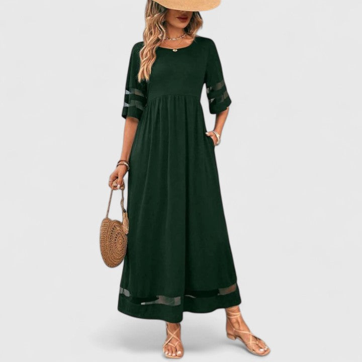 Marlowe | Empire Waist Maxi Dress with Mesh Sleeves