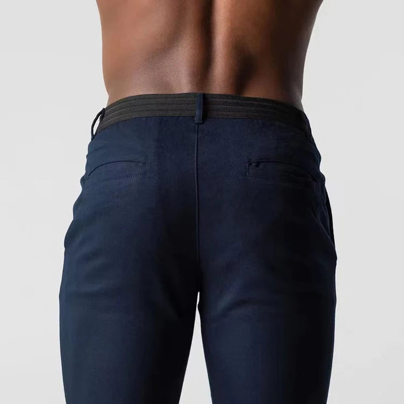Marcus | Button Waist Slim Tapered Trousers