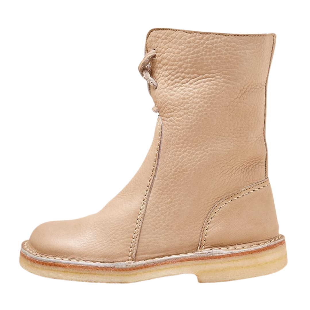 Quintessa | Leather Mid-Calf Boots with Lace-Up Back