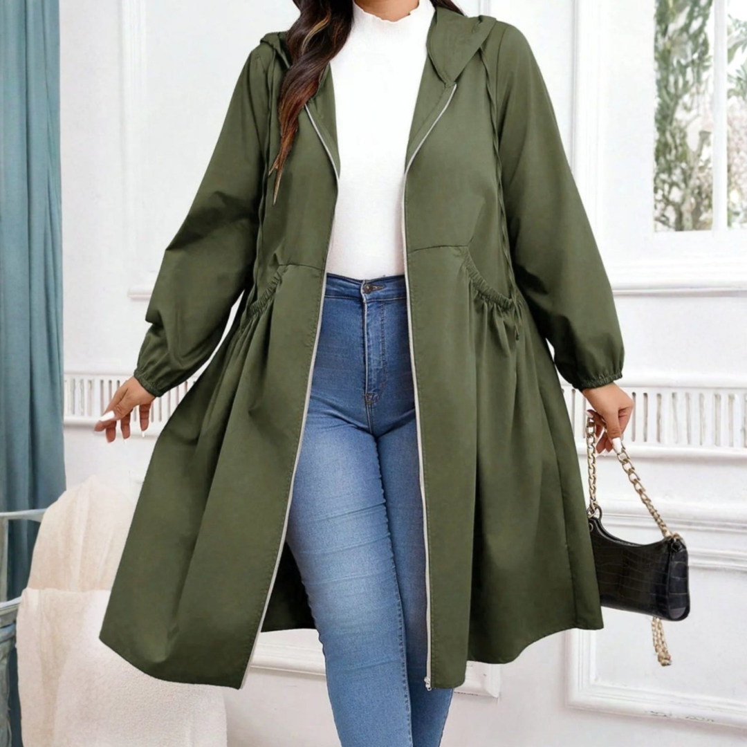 Adria | Drawstring Zip-Up Hooded Coat