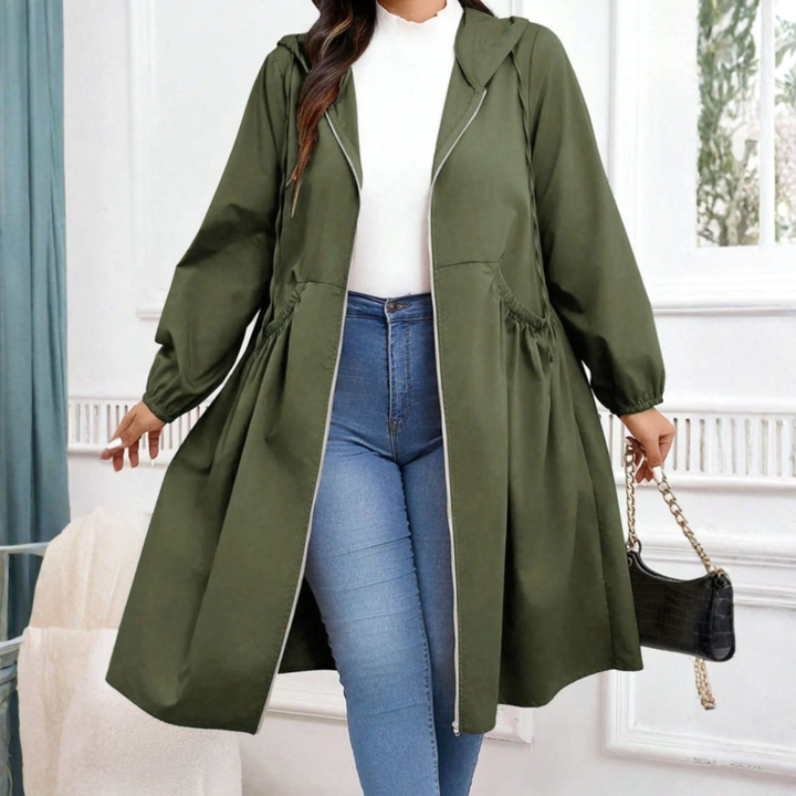 Adria | Drawstring Zip-Up Hooded Coat