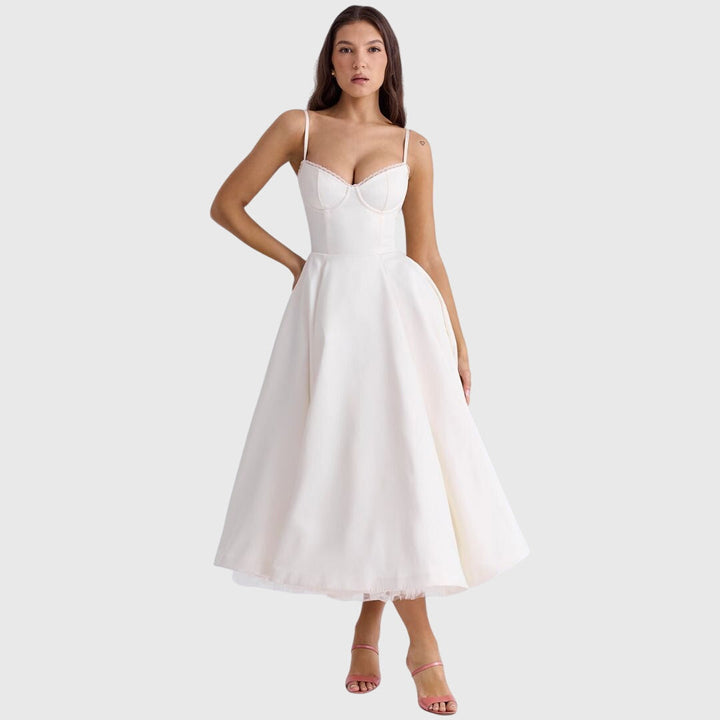 Cleopatraia | Sweetheart Neckline Empire Waist Midi Dress