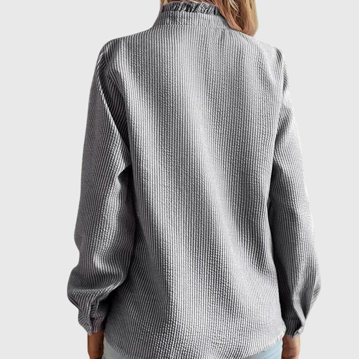 Kathryn | Ruffle Button-Up Blouse Long Sleeve